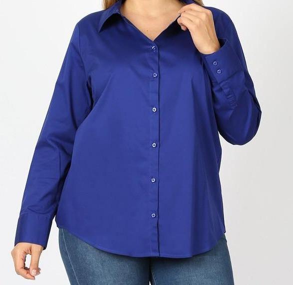 Plus Size Long Button-down Sleeve Shirt – The Chrysalis Boutique
