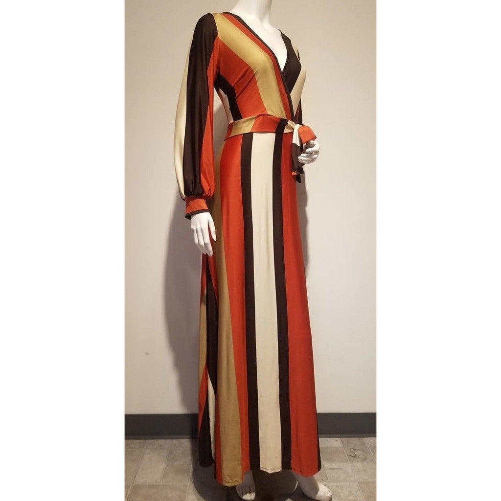 chinese dress ladies Final Sale Plus Size Striped BodyCon Dress in Multi Color Stripe Print –  Chic And Curvy main image 0