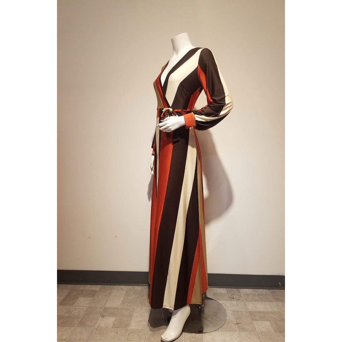 knee length dresses for ladies Rainbow Striped Maxi Dress main image 1